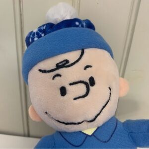Charlie Brown Stuffy Jingle Bells Musical 2018 Toy Blue Brown 11” Tall Like New